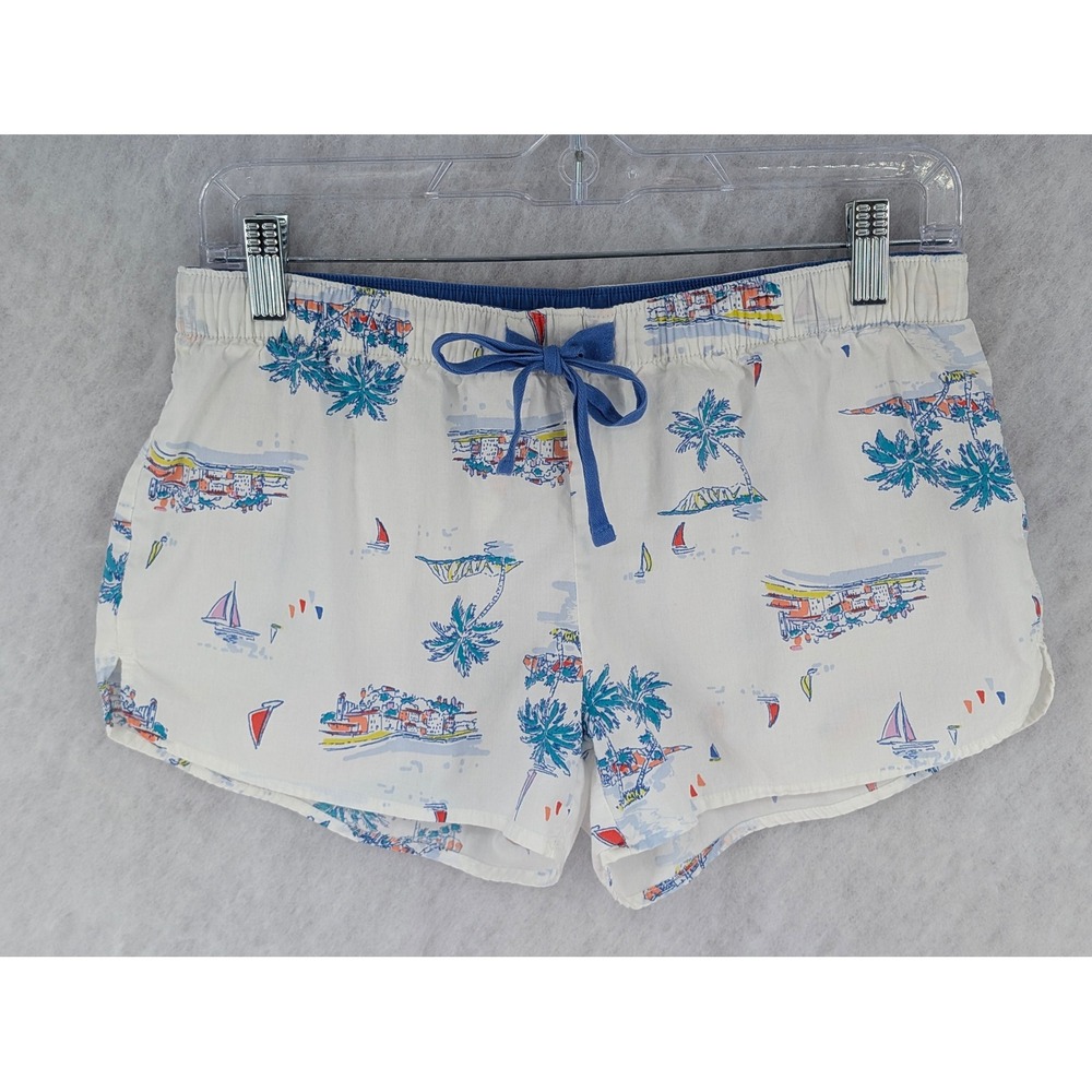GapBody Tropical Coastal Print Lounge Shorts XS Palm Tree Sailboat Loose Fitting